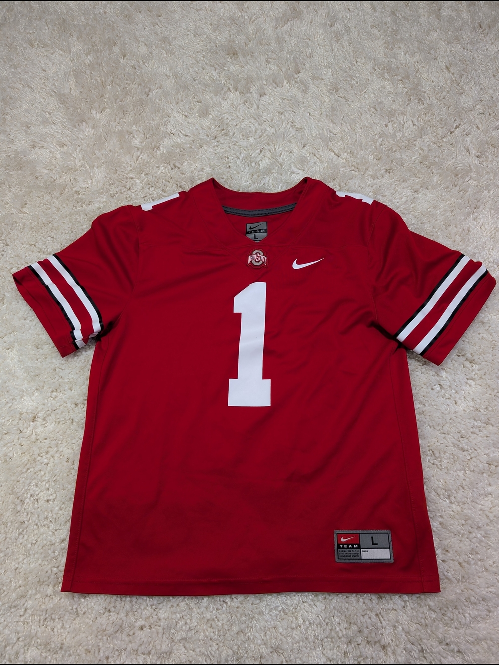 Nike Youth Ohio State Football Jersey with White Number 1